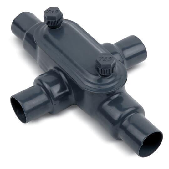 OCAL-BLUE® X37SA-G Type X Conduit Body, 1 in Hub, Form 7 Form, 16.9 cu-in Capacity, Aluminum, PVC Coated