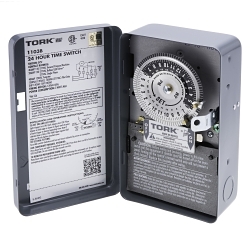 TORK 1103B 1100 Auto Off Interval Mechanical Time Switch, 24 hr Setting, 120 V AC, 2 hp, 5 hp, DPST Contact, 2 Poles