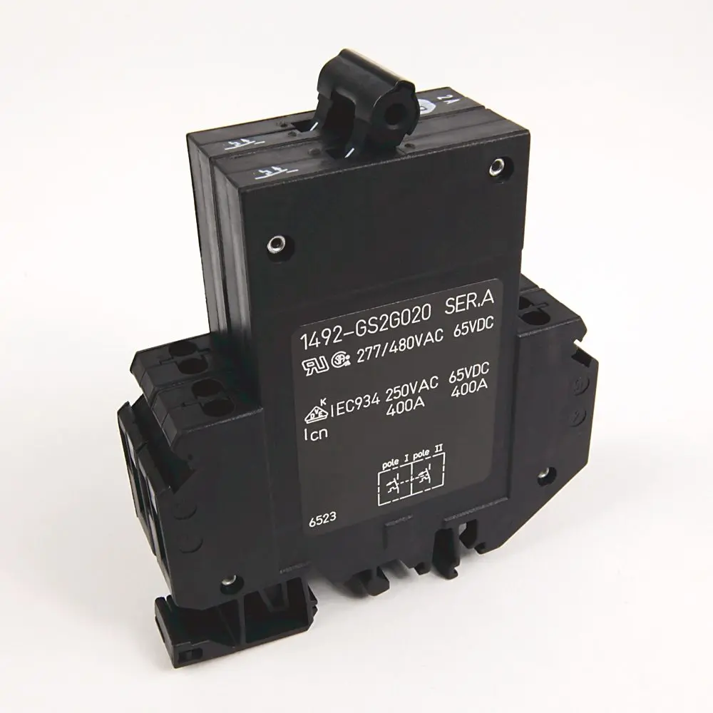 Allen-Bradley 1492-GS2G020-H1 Bulletin 1492 miniature circuit breaker (MCB) for supplementary protection, 2-pole, 20A rated current, G-type tripping c