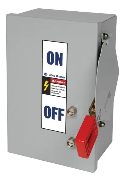Allen-Bradley 1494H-BF3H6 Bulletin 1494H safety switch disconnect with lever actuator, 3-pole, 600V rating. Designed for motor disconnect and safety i