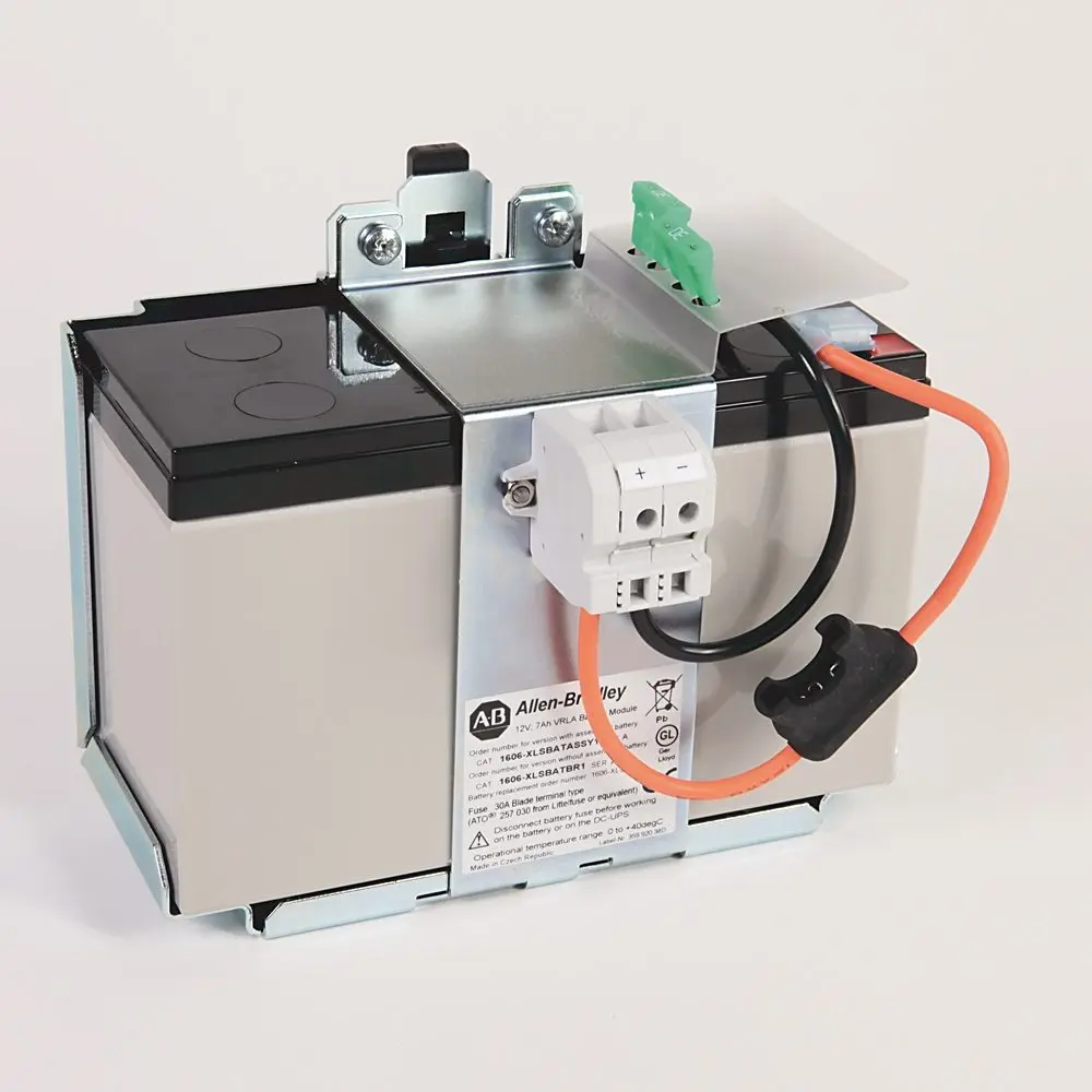 Allen-Bradley 1606-XLSBATASSY1 battery assembly provides backup power support for Bulletin 1606-XLS switched-mode power supply systems. This factory-c