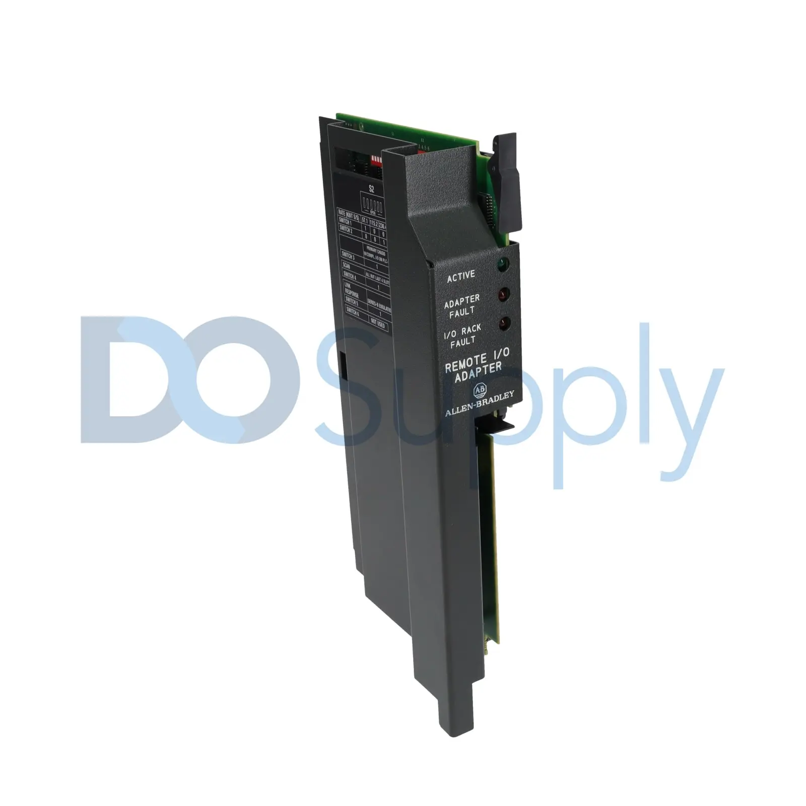Allen-Bradley 1771-ASB Remote I/O Adapter Module for PLC-2, PLC-3, and PLC-5 programmable logic controllers. This Bulletin 1771 module serves as the c