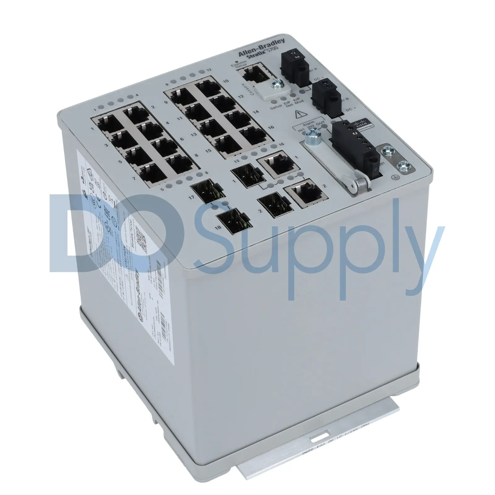 Allen-Bradley 1783-BMS20CGN Stratix 5700 managed industrial Ethernet switch from Bulletin 1783. This DIN rail-mountable switch provides 20 Gigabit Eth