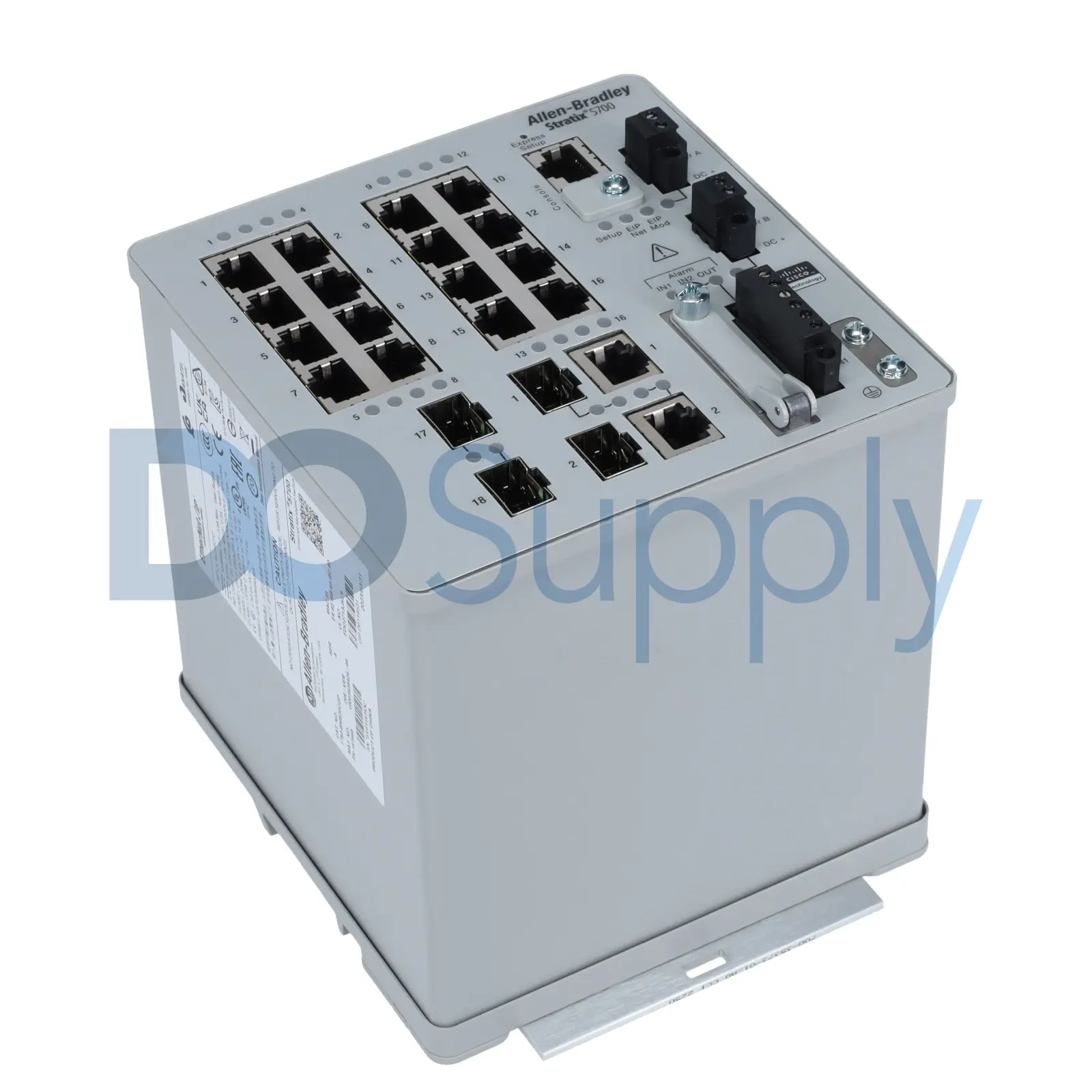 Allen-Bradley 1783-BMS20CGP Stratix 5700 managed industrial Ethernet switch, Bulletin 1783 family. Provides 16 10/100/1000BASE-T copper ports and 4 du