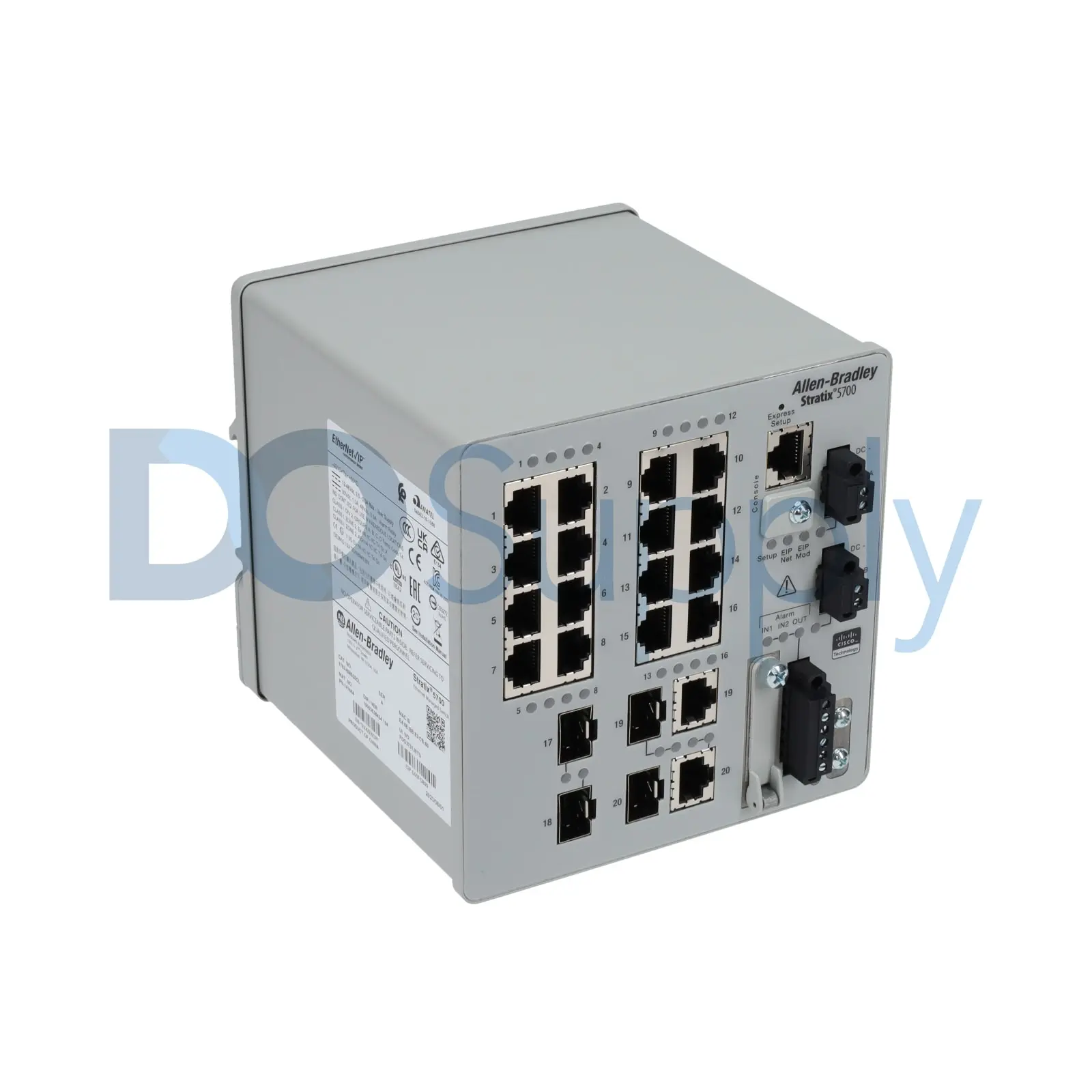 Allen-Bradley 1783-BMS20CL Stratix 5700 managed industrial Ethernet switch, part of the Bulletin 1783 family. This 20-port Gigabit switch provides Lay