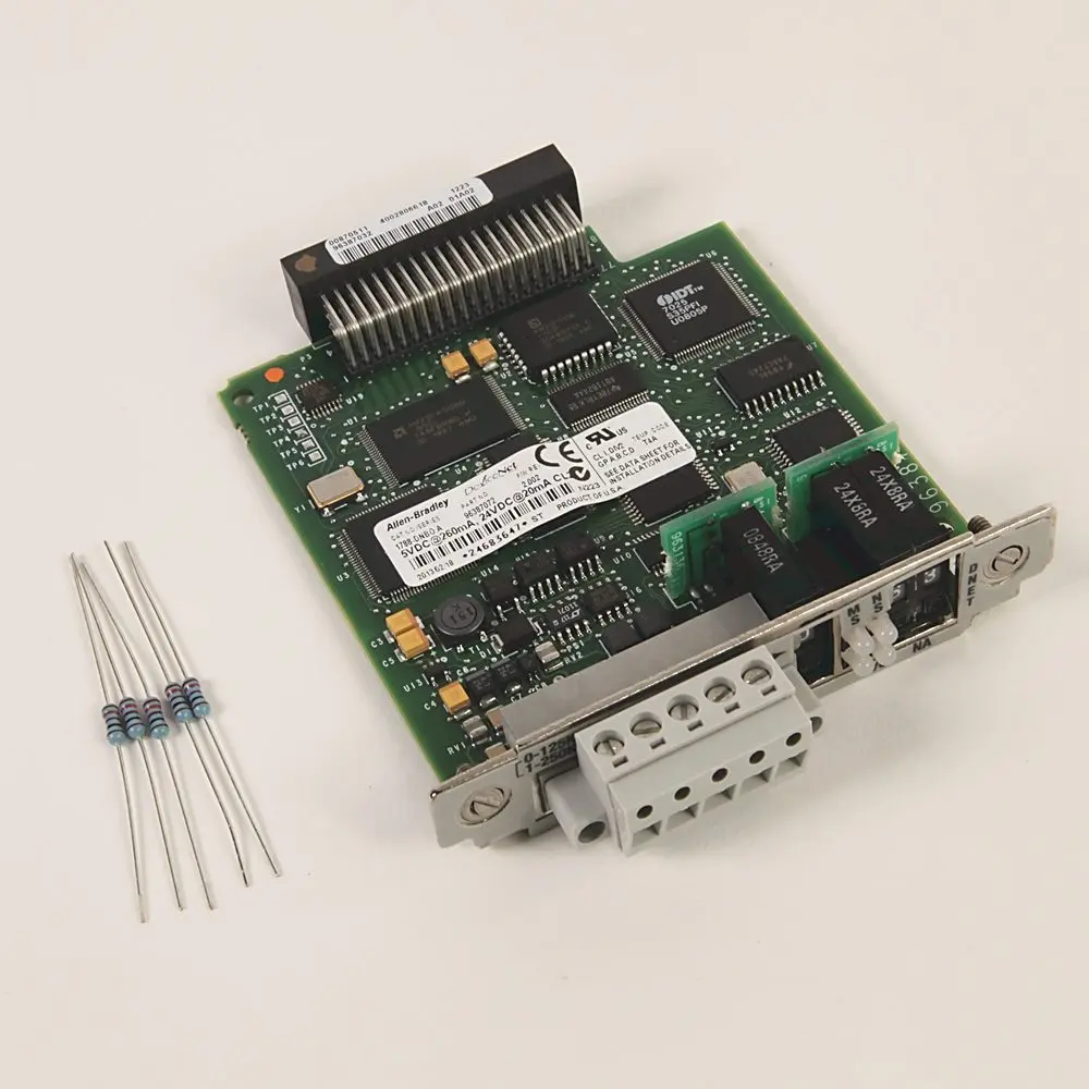 Allen-Bradley 1788-DNBO DeviceNet Logix daughtercard with open connector interface for integrating DeviceNet networks with Logix controllers. Facilita