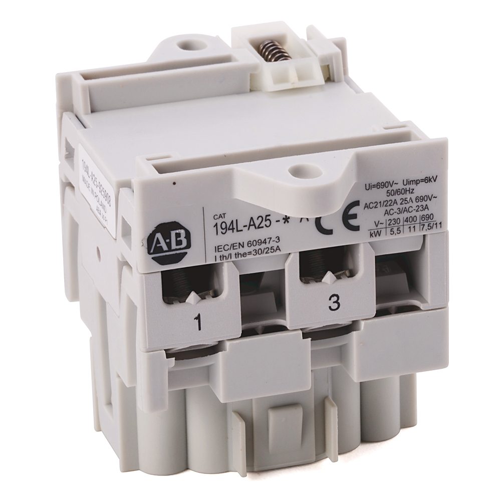 Allen-Bradley 194L-A25-1756 Bulletin 194L rotary disconnect control and load switch rated for 25A at 600V. This heavy-duty switch provides reliable mo