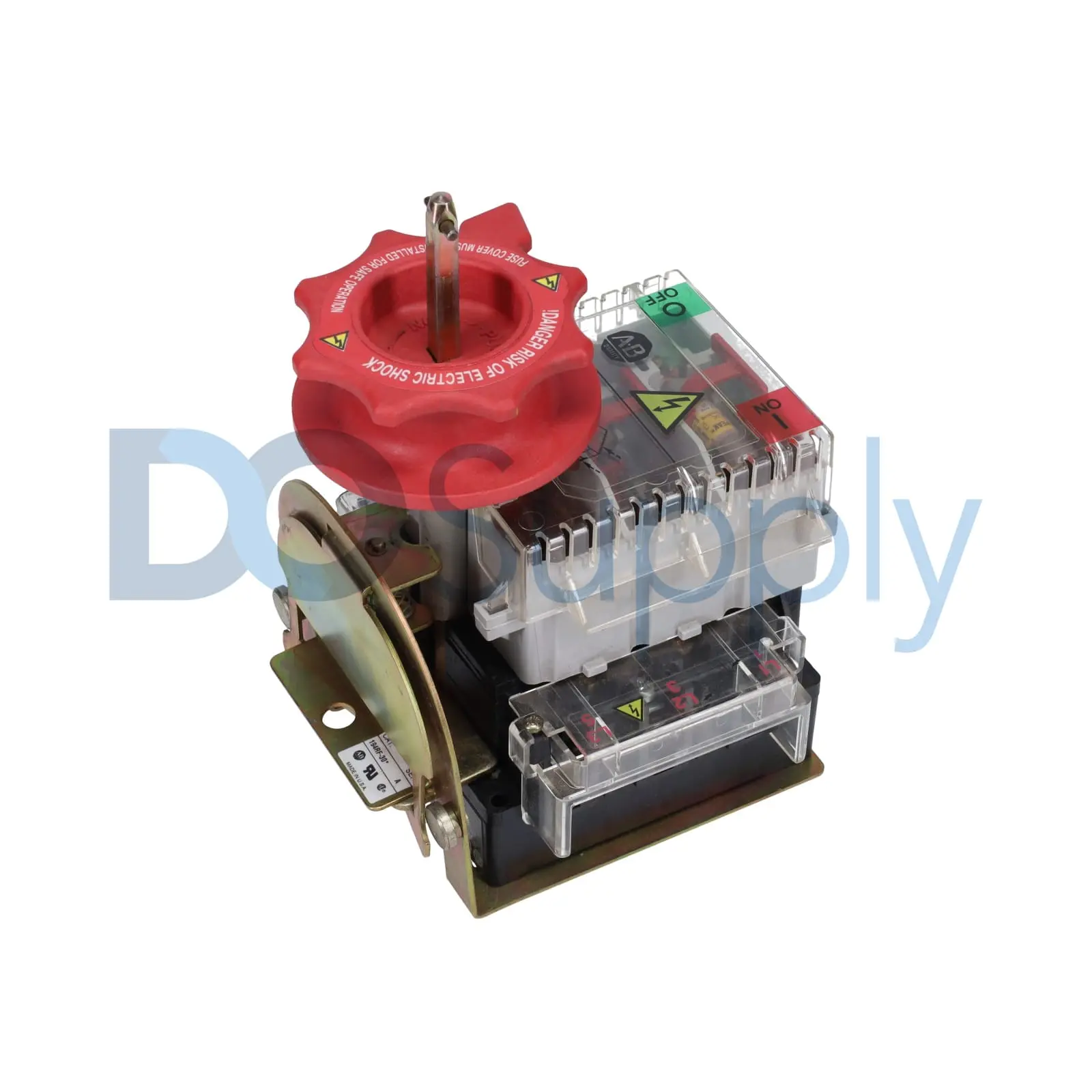 Allen-Bradley 194R-NC030P3 Bulletin 194R IEC rotary disconnect switch, 30A, 3-pole, non-fused. Compact, touch-safe design with side operation and padl