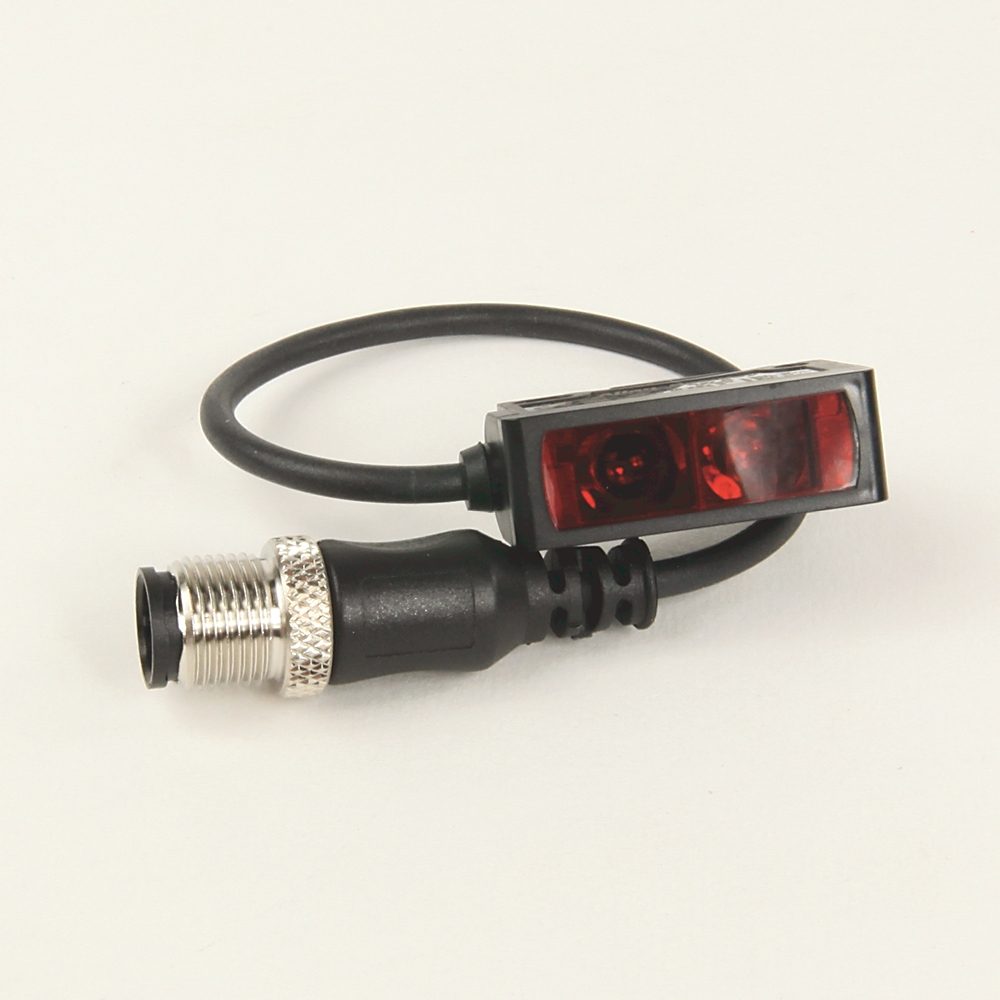 Allen-Bradley 42JT-P2LAT1-A2 VisiSight polarized retroreflective photoelectric sensor with visible red LED light source, 0.1 to 6 meter sensing range,