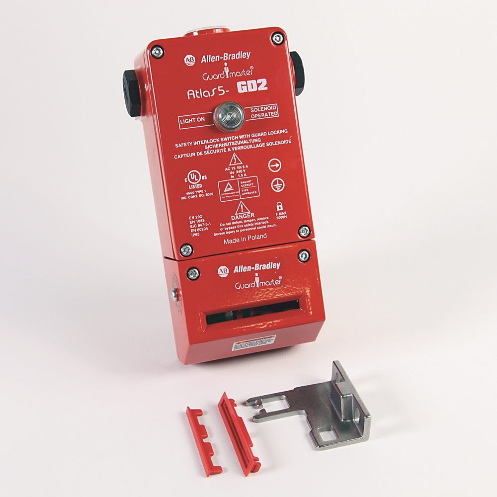 Allen-Bradley 440G-L2NNSDH-3N Bulletin 440G tongue-operated guard locking safety interlock switch with 24V DC solenoid for locking/unlocking, two norm