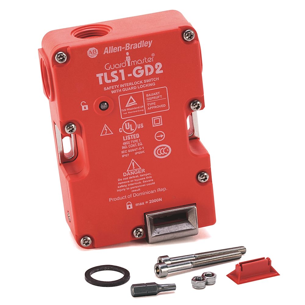Allen-Bradley 440G-T27132 TLS-2 GD2 guard locking safety interlock switch with 110V AC/DC electromagnetic locking coil and two normally closed (N.C.)
