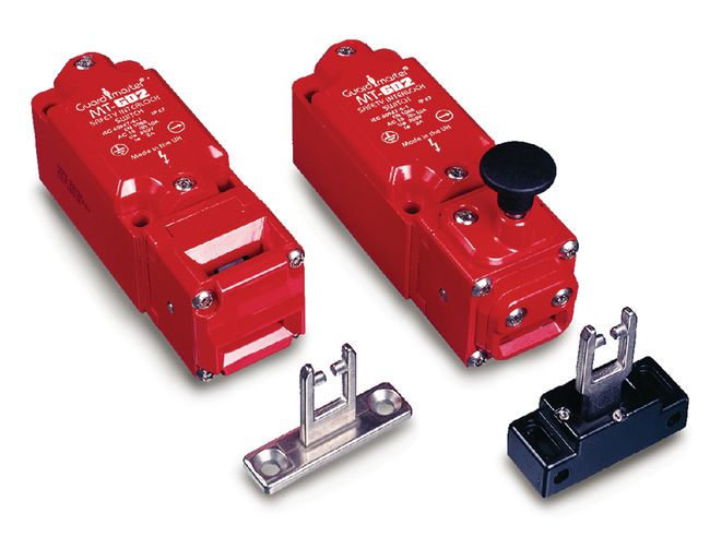 Allen-Bradley 440K-MT55051 Bulletin 440K Trojan 6 safety interlock switch, MTGD2 model with metal tongue actuator. Provides four positive-opening cont