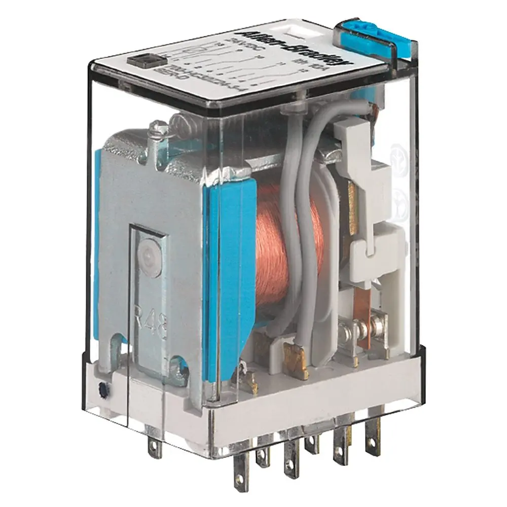 Allen-Bradley 700-HC24A1-3-4 Bulletin 700-HC miniature ice cube relay with 4 change-over (4PDT) contacts rated 10A at 600V, 24V AC coil, LED status in