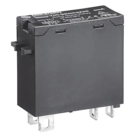 Allen-Bradley 700-SKICZ24 Bulletin 700 slim line industrial control relay, 2-pole DPDT (2 Form C), 8A contact rating at 300V, 24V DC coil, plug-in bla