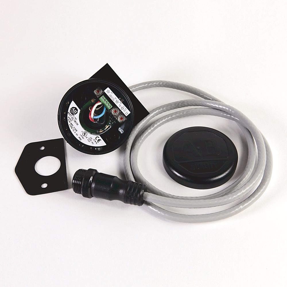 Allen-Bradley 855T-DL1BVMC Bulletin 855T stack light base module, 5-position, 24V DC, IP65-rated enclosure for dust and water jet protection. Accepts