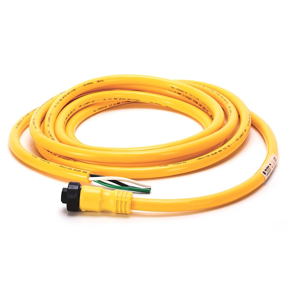 Allen-Bradley 889N-F6AF-6F 6-meter industrial cordset with 5-pin M12 female quick-disconnect connector and stripped/open wire leads, IP67 rated for se