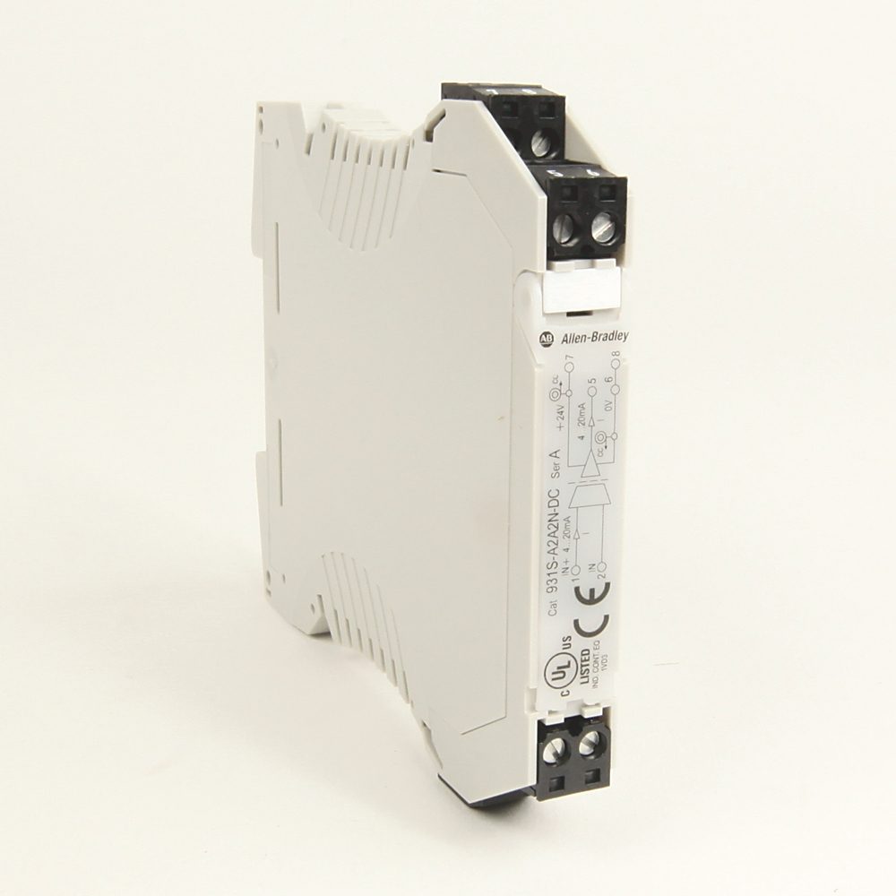 Allen-Bradley 931S-A2A2N-DC Bulletin 931S standard signal conditioner and active isolator module, 2-channel, 24V DC supply. Provides electrical isolat