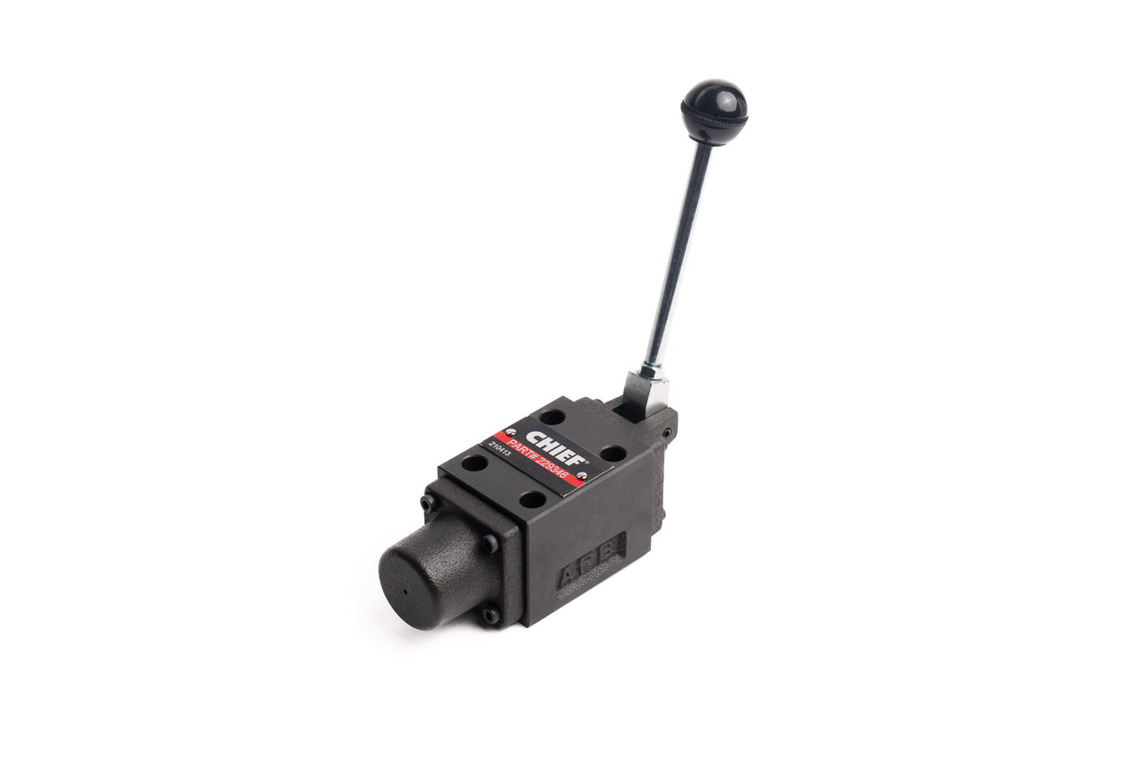 D03 Solenoid Control Valve 4-Way, 3-Position Spring Center, All Ports Open, Manual Lever