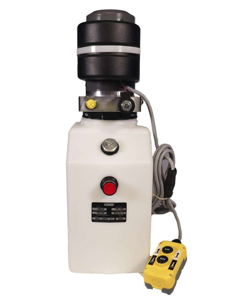 Chief Hydraulic Power Unit 12V DC, Single Acting, 1.2 GPM, SAE 6 Ports, 2800 PSI, 8Qt. Tank