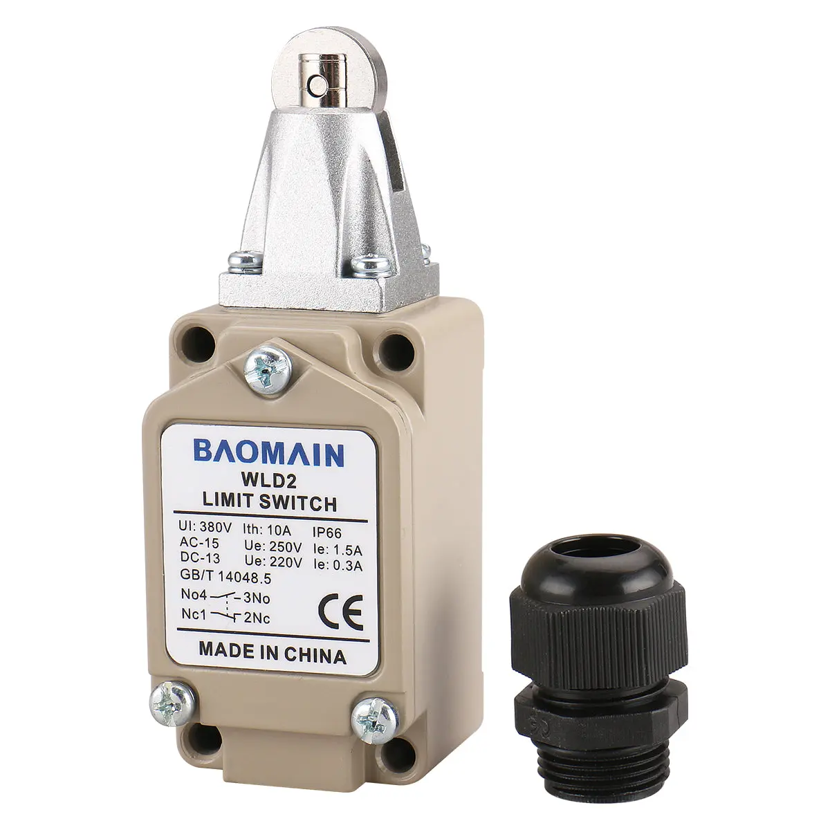Baomain Limit Switch WLD2 Standard Load, Top Parallel Roller Plunger Momentary 380V 10A 6M-5UEC-0JKD