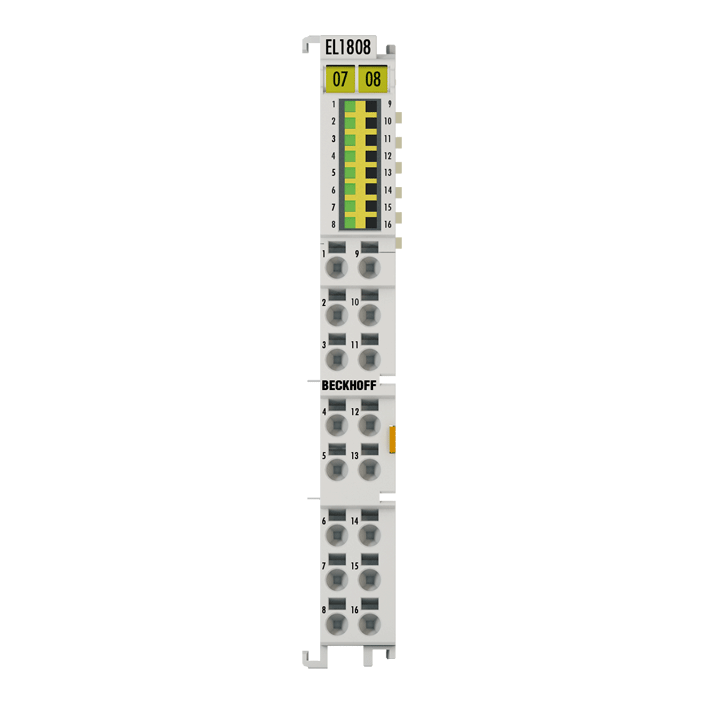 Beckhoff EtherCAT Terminal, 8-channel digital input, 24 V DC, 3 ms, 2-wire connection EL1808