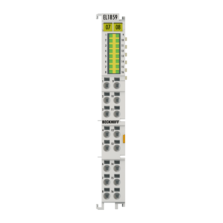 Beckhoff EtherCAT Terminal, 8-channel digital input + 8-channel digital output, 24 V DC, 3 ms, 0.5 A EL1859
