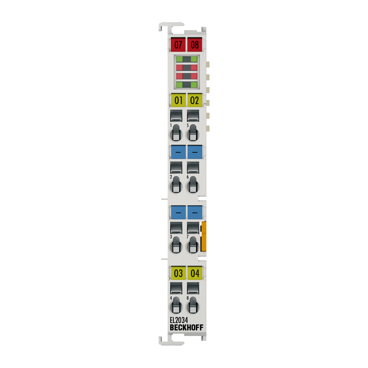 Beckhoff EtherCAT Terminal, 4-channel digital output, 24 V DC, 2 A, with diagnostics EL2034