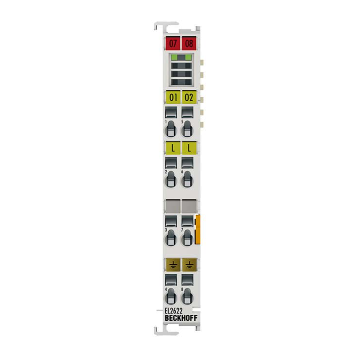 Beckhoff EtherCAT Terminal, 2-channel relay output, 230 V AC, 30 V DC, 5 A, without power contacts EL2622