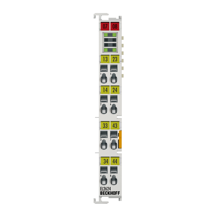 Beckhoff EtherCAT Terminal, 4-channel relay output, 125 V AC, 30 V DC, 0.5 A AC, 2 A DC EL2624