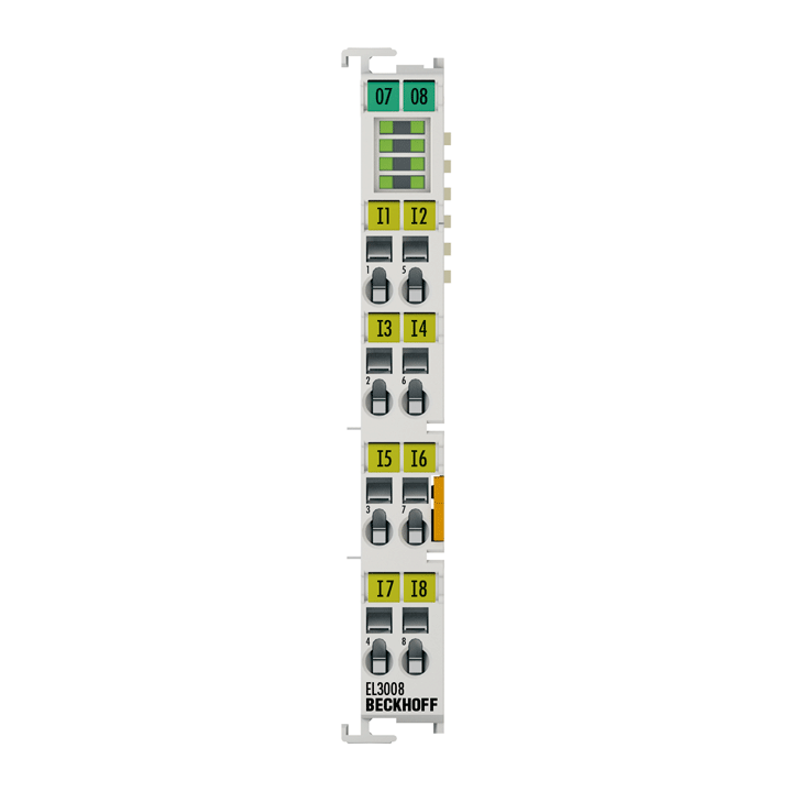 Beckhoff EtherCAT Terminal, 8-channel analog input, voltage, ±10 V, 12 bit, single-ended EL3008