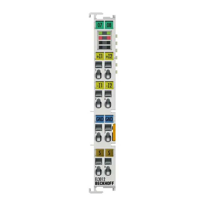 Beckhoff EtherCAT Terminal, 2-channel analog input, current, 0…20 mA, 12 bit, differential EL3012