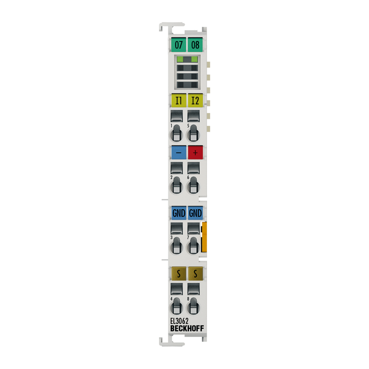 Beckhoff EtherCAT Terminal, 2-channel analog input, voltage, 0…10 V, 12 bit, single-ended EL3062
