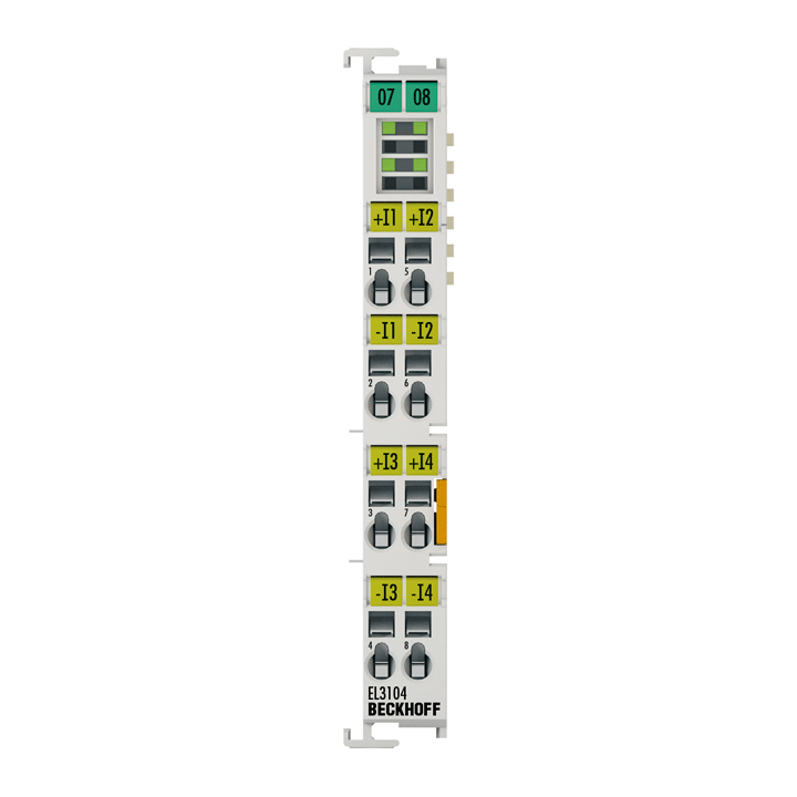 Beckhoff EtherCAT Terminal, 4-channel analog input, voltage, ±10 V, 16 bit, differential EL3104
