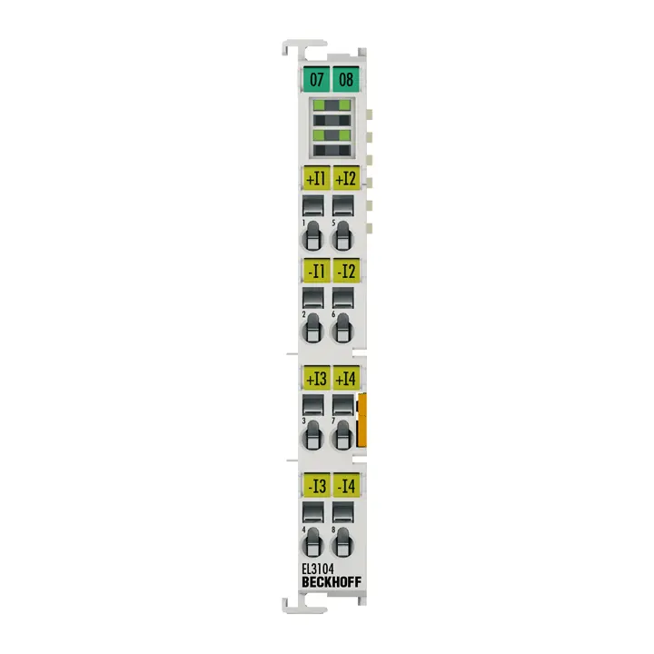 Beckhoff EtherCAT Terminal, 4-channel analog input, voltage, ±10 V, 16 bit, differential EL3104