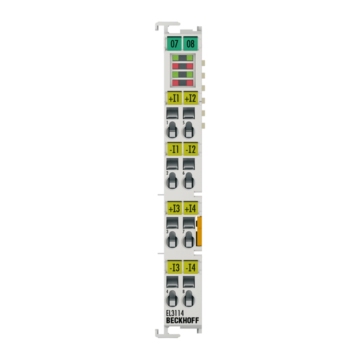 Beckhoff EtherCAT Terminal, 4-channel analog input, current, 0…20 mA, 16 bit, differential EL3114