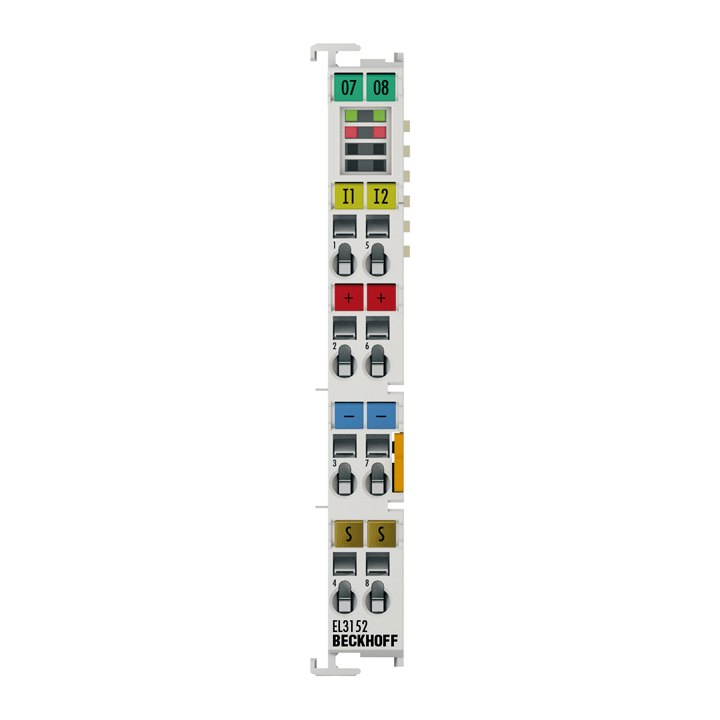 Beckhoff EtherCAT Terminal, 2-channel analog input, current, 4…20 mA, 16 bit, single-ended EL3152