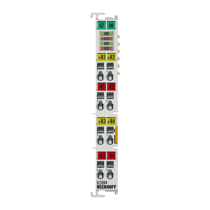 Beckhoff EtherCAT Terminal, 4-channel analog input, temperature, RTD (Pt100), 16 bit EL3204