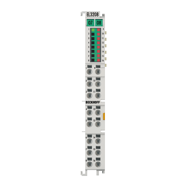 Beckhoff EtherCAT Terminal, 8-channel analog input, temperature, RTD (Pt100), 16 bit EL3208
