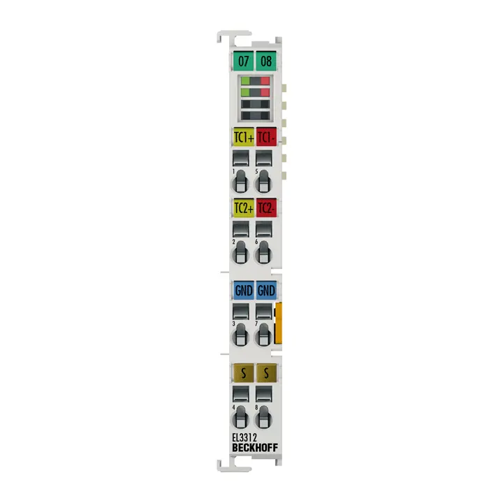 Beckhoff EtherCAT Terminal, 2-channel analog input, temperature, thermocouple, 16 bit EL3312