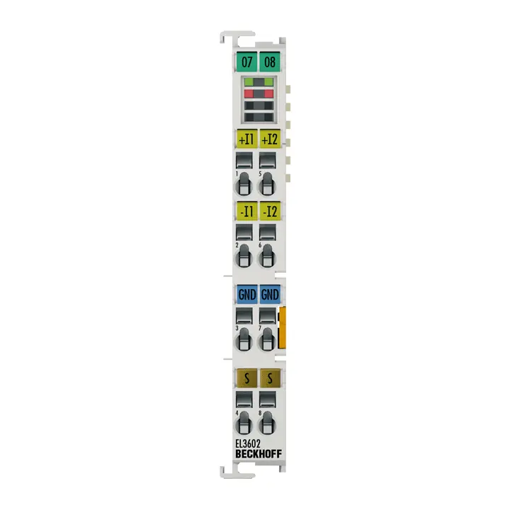 Beckhoff EtherCAT Terminal, 2-channel analog input, voltage, ±10 V, ±5 V, ±2.5 V, ±1.25 V, 24 bit, high-precision EL3602