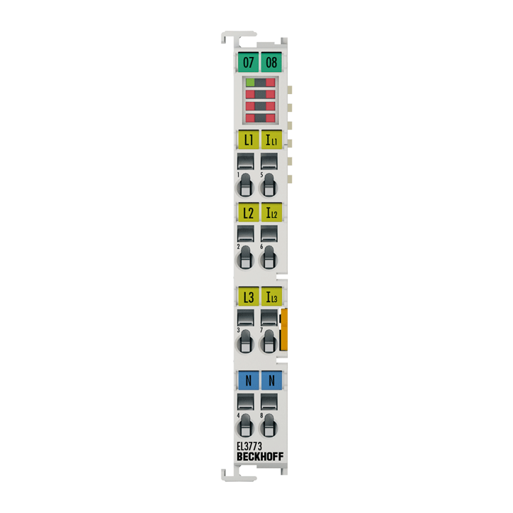 Beckhoff EtherCAT Terminal, 3-channel analog input, multi-function, 500 V AC/DC, 1 A, 16 bit, 10 ksps, oversampling EL3773