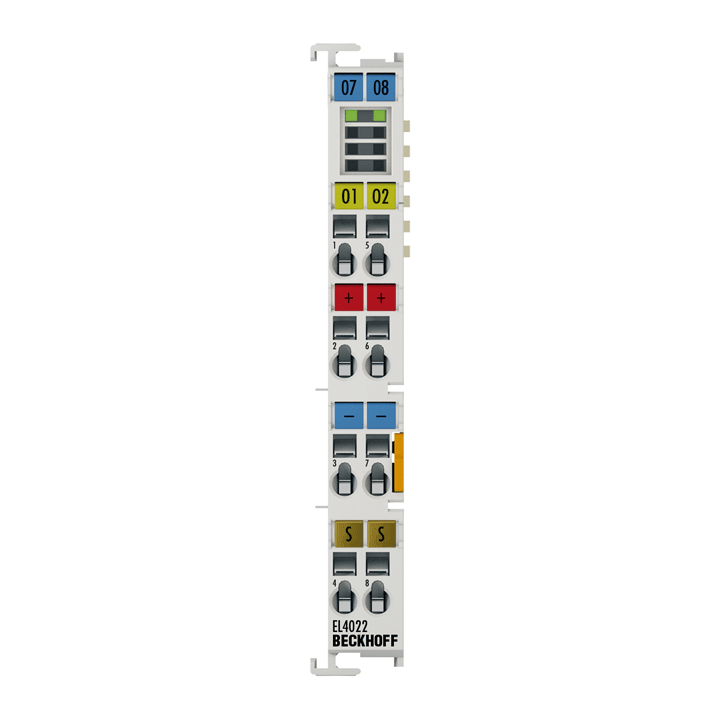 Beckhoff EtherCAT Terminal, 2-channel analog output, current, 4…20 mA, 12 bit EL4022