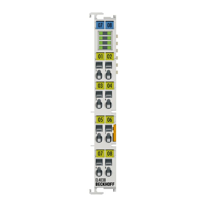 Beckhoff EtherCAT Terminal, 8-channel analog output, voltage, ±10 V, 12 bit EL4038