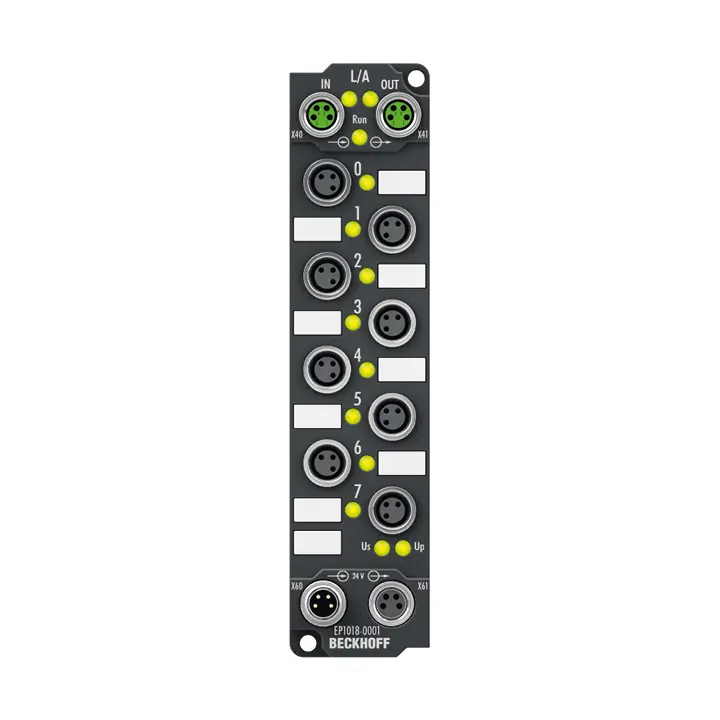Beckhoff EtherCAT Box, 8-channel digital input, 24 V DC, 10 µs, M8 EP1018-0001