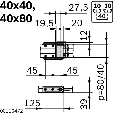 Bosch Rexroth SUPPORT ARM JOINT 40X40 SILVER