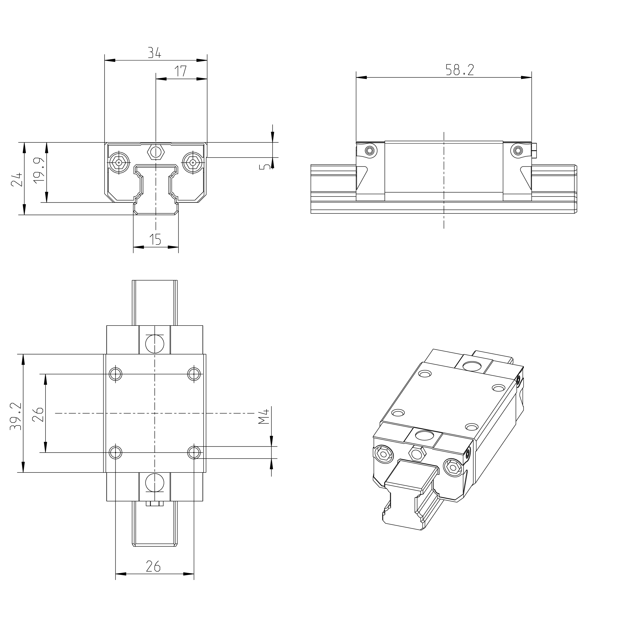 Bosch Rexroth BALL RUNNER BLOCK CARBON STEEL KWD-015-SNS-C1-N-2 S