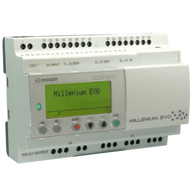 Crouzet 88975101 — Programmable Logic Controller (PLC) Chassis Mount, DIN Rail 24VDC