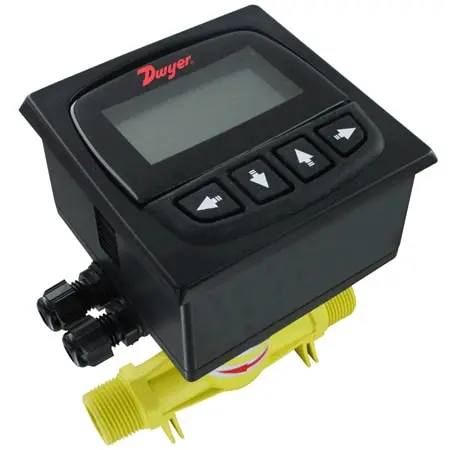 Dwyer Instruments 1/2" NPT Digital Flow Transmitter, range 0.9 to 18 GPM (0.2 to 4.09 m3/h)