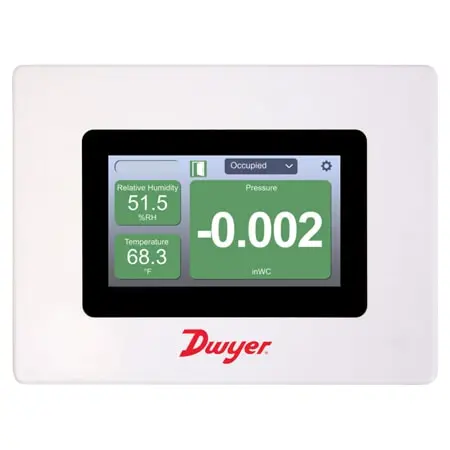 Dwyer Instruments Room status monitor, range 0-2.0" w.c., ± 0.5% accuracy