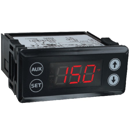 Digital thermostat 1 relay output, 1 PTC/NTC probe input, red display, 115 VAC, capacitive touch keys, Modbus®.